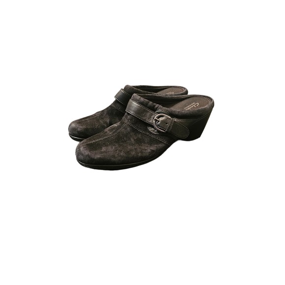 Clarks Shoes - Clarks Bendables Black suade slip on clogs size‎ 8.5
